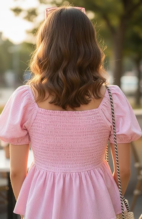 Women’s Pink Checkered Halter Neck Knot Top - Image 4