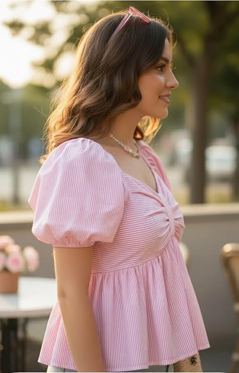 Women’s Pink Checkered Halter Neck Knot Top - Image 3